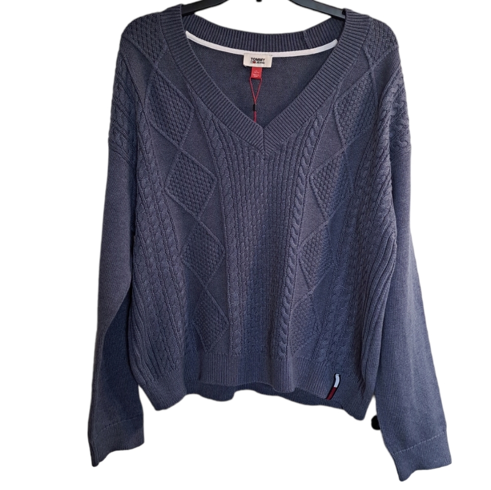 NWT Tommy Hilfiger blue v-neck pullover sweater XL